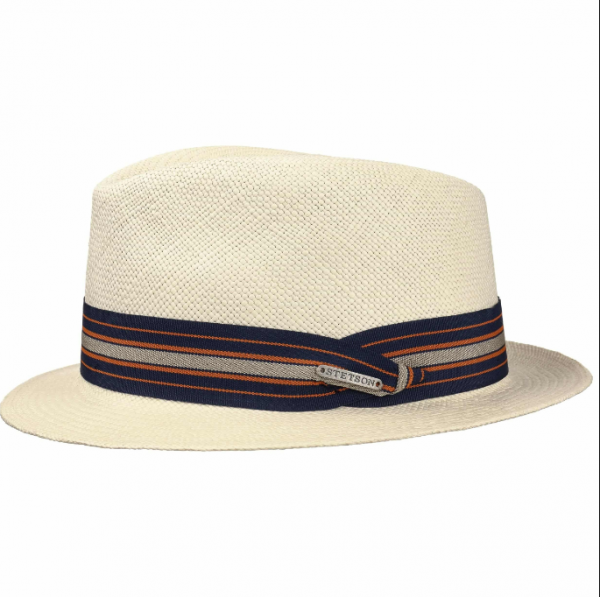 Topi Panama dengan Pita Grosgrain Warna-warni